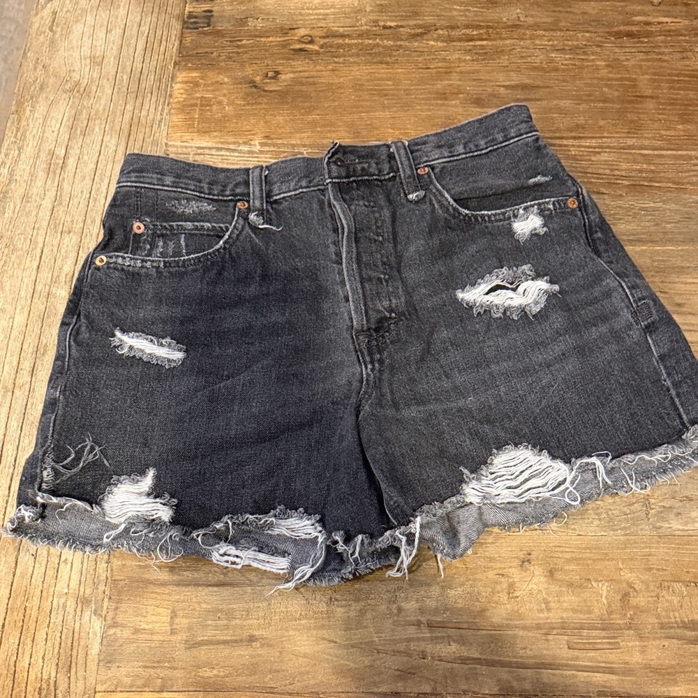 We The Free Charcoal Distressed Jean Shorts